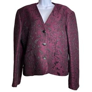 CARLA CARINI Wool Blend Purple Floral Blazer Sz 8 Quiet Luxury Made in Italy